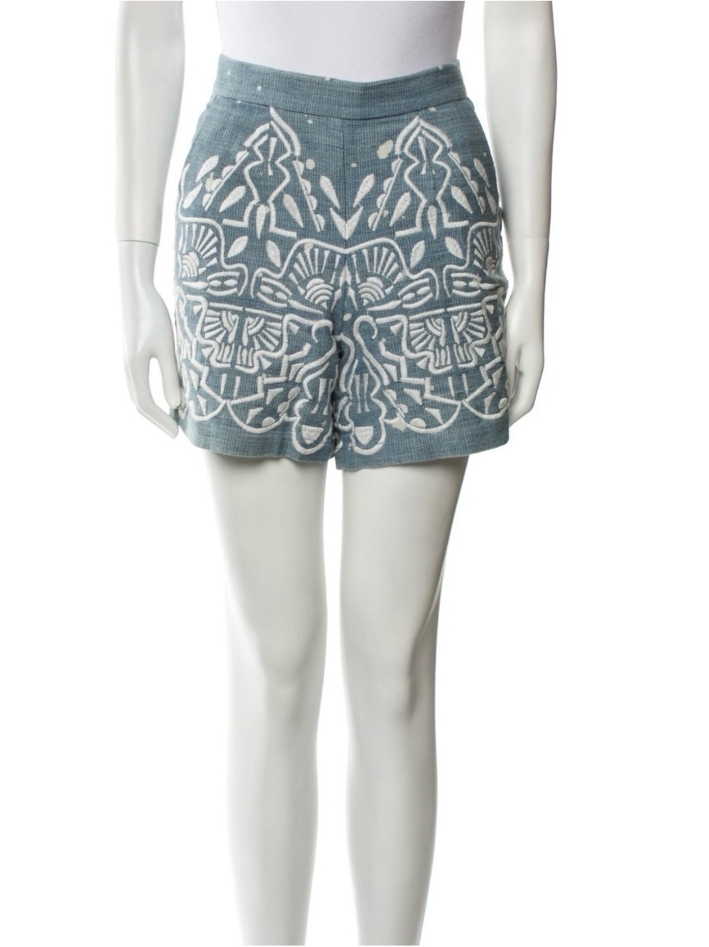 Sea New York Blue Embroidered High-Waist Shorts